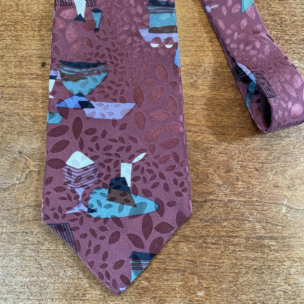 CHRISTIAN DIOR  Men Tie MONSIEUR Burgundy Pure Silk‎ Tie Italy VTG